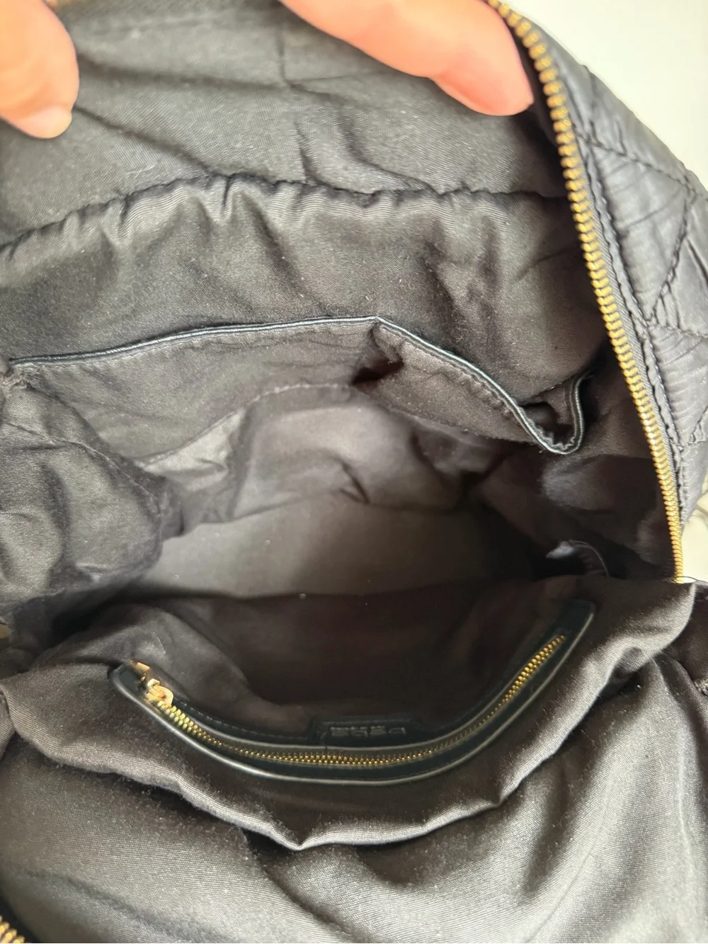 bebe Quilted Black Backpack with Gold-Tone Plate